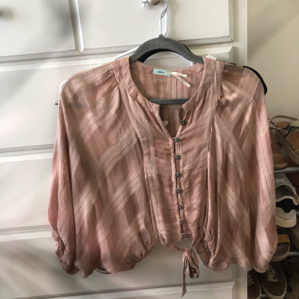 Urban outfitters nude flowy crop top